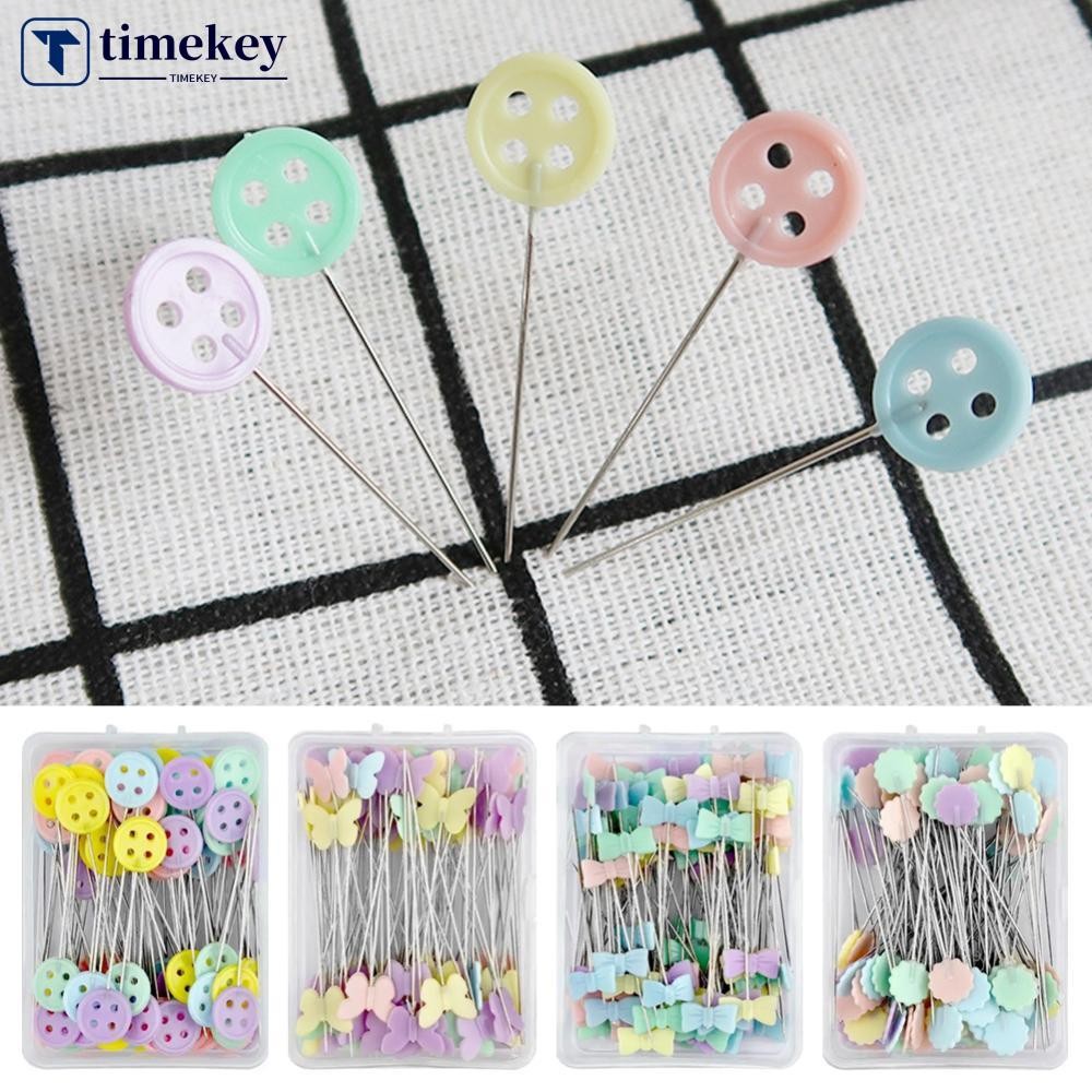 TIMEKEY 100 Peças Alfinetes De Costura De Cabeça De Botão Flor Borboleta Posicionamento Faça Você Mesmo Agulhas De Marca