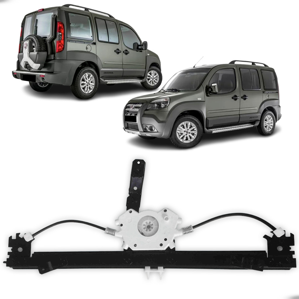 Máquina Vidro Elétrico Dianteiro Direito Fiat Doblo 2002-2018 COmpatível com Motor Mabuchi 8 Dentes Lado Invertido