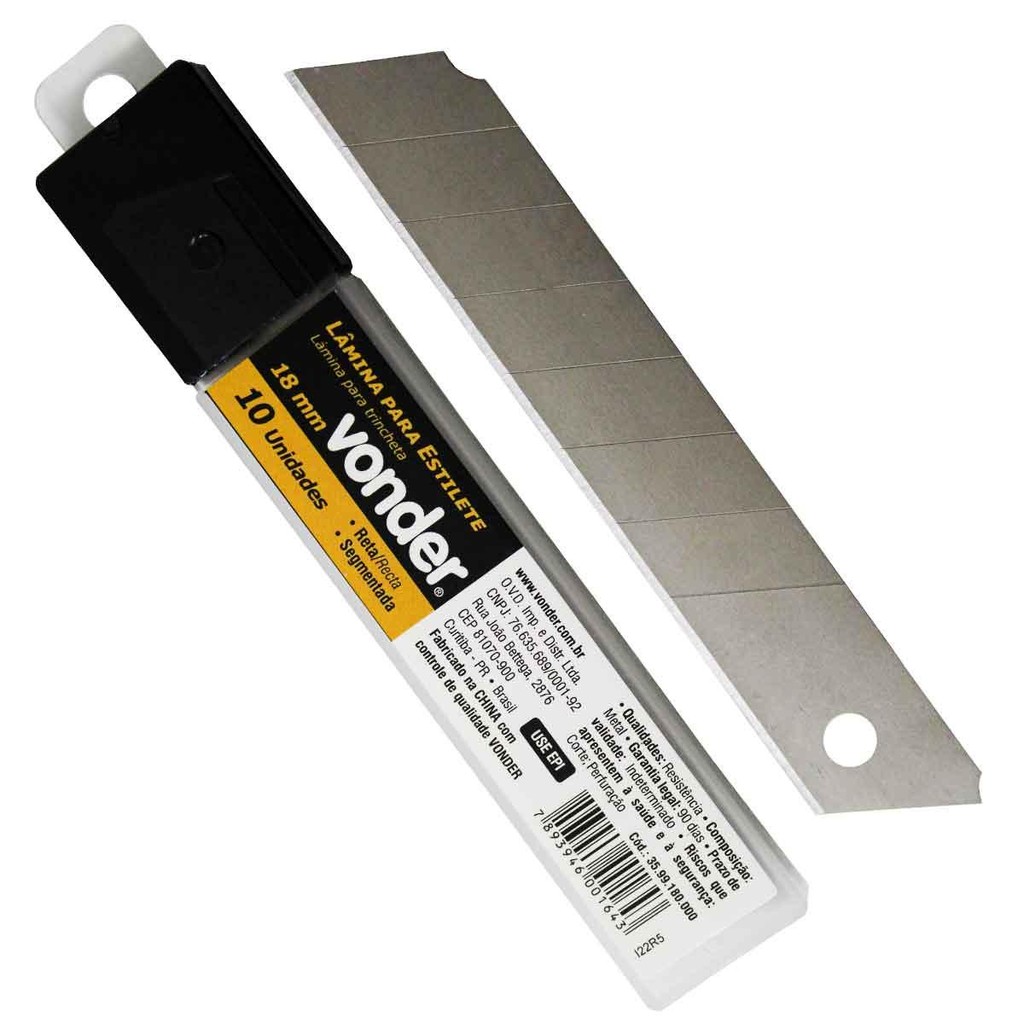 Lâmina para Estilete 18 mm com 10 Peças Vonder em Oferta na Shopee
