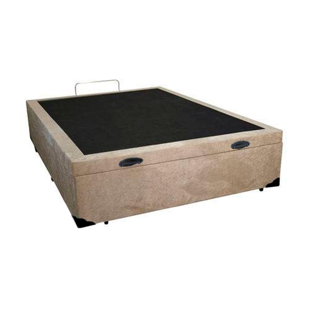 Cama Box Baú Blindado Casal Extremo Reforçado Homequeen Suede Bege 41x138x188 — imagem 2 de 2
