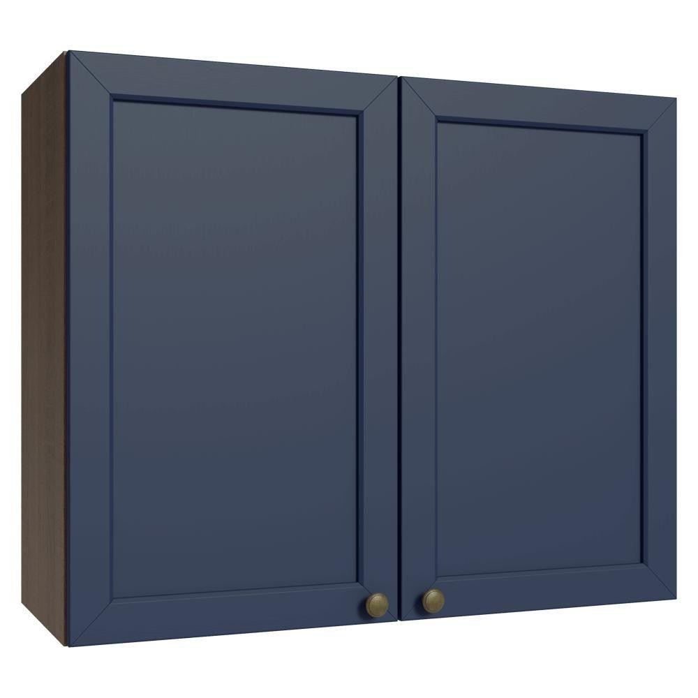 Armário Aéreo 80 Cm 2 Portas Rustic/azul Vik Madesa