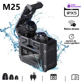 9D Stereo Sports Earbuds LED Microphoe TWS M25 Fone De Ouvido Sem Fio Novo Bluetooth 5.3 À Prova D'água