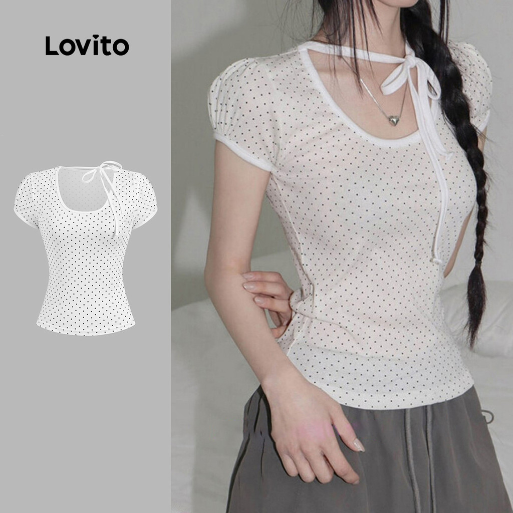 Lovito -  Camisa Casual com Fivelas  Camisa Branca de Primavera/verão Macia e Confortável para mulheres L139AD215 - Women Clothes