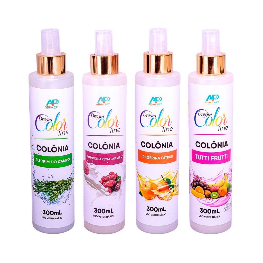 Perfume Profissional Pet Dream Color 300ml Atual Pet Alta Fixação Ideal para Banho e Tosa Pet Shop