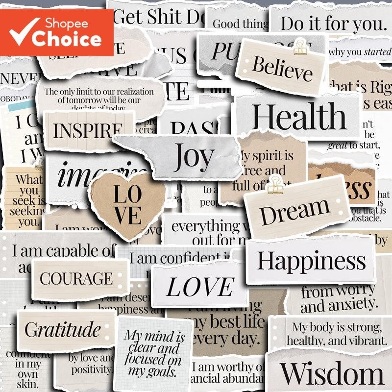 60pcs Adesivos De Papel De Rasgar Inglês Diy Computer Laptop Washi Scrapbooking Stickers Artesanato Papelaria