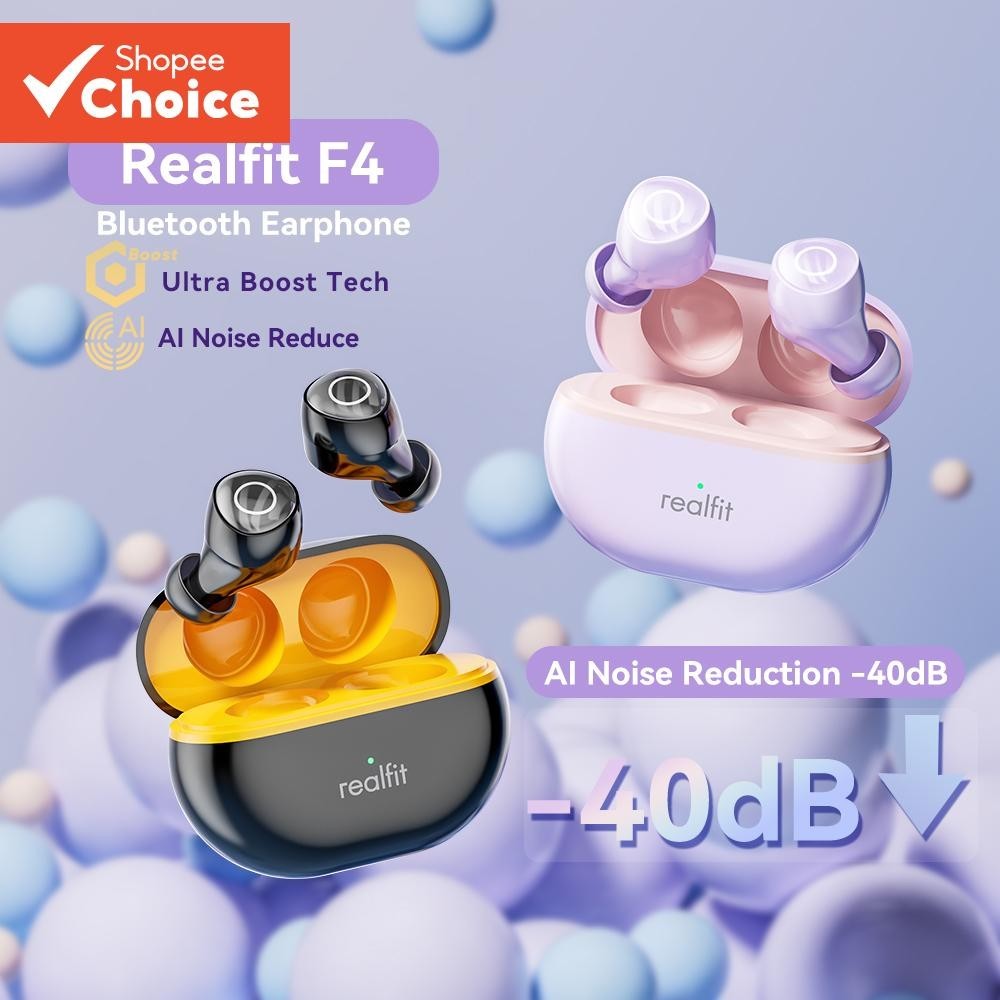 Realfit F4 AI ANC Fones De Ouvido Bluetooth Coloridos Fofos Controle Sem Fio APP Áudio Carregável