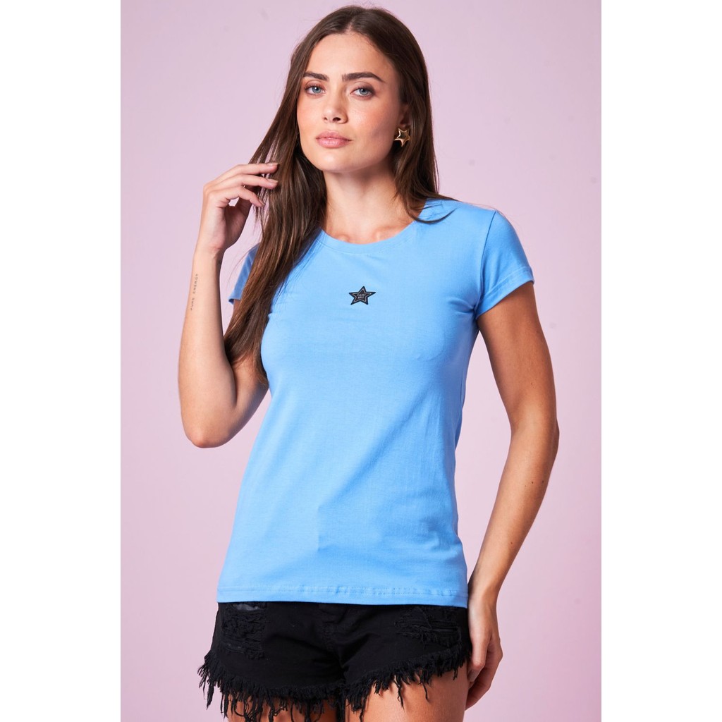 Camiseta Feminina Silk Logo Planet Girls Azul Médio em Oferta na Shopee