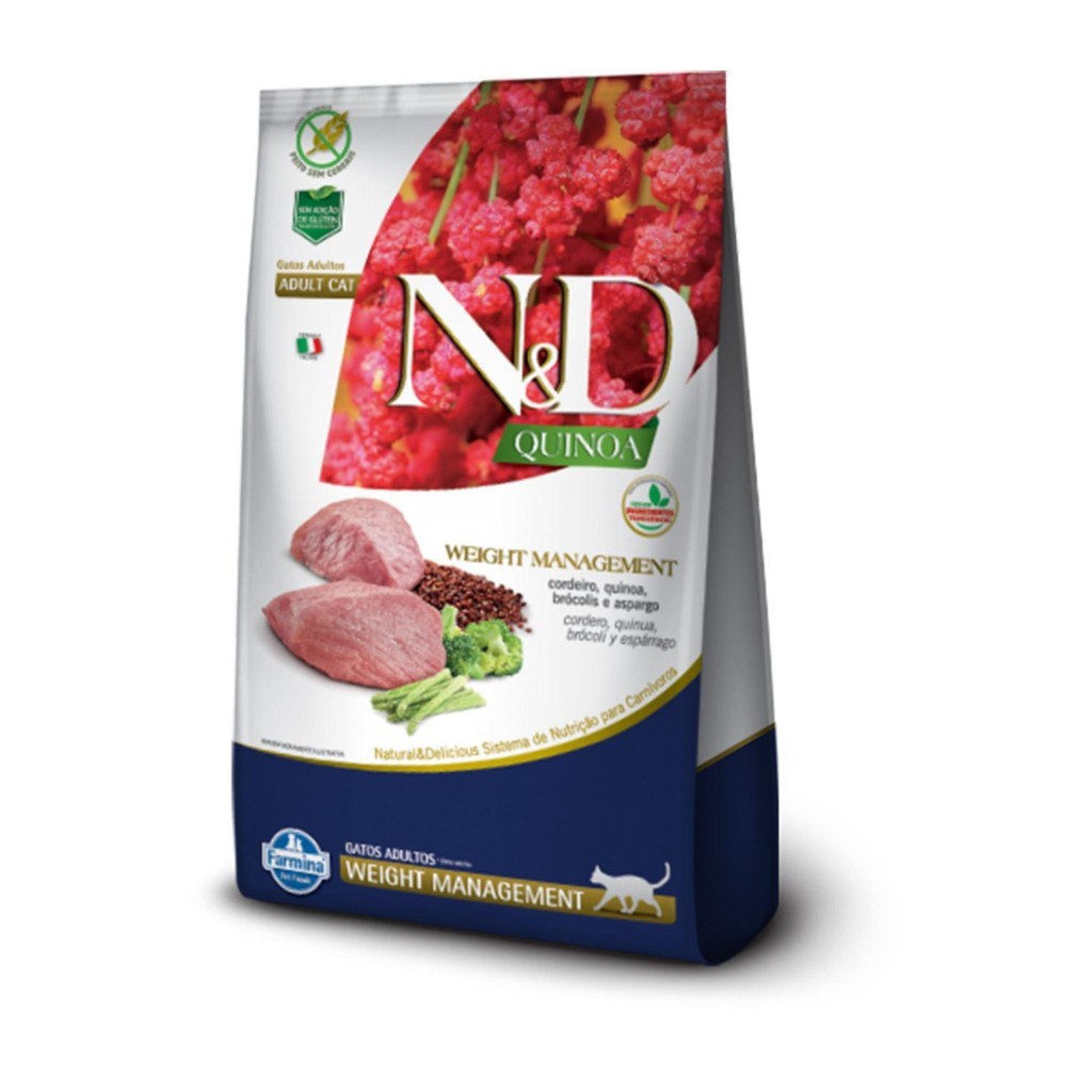 Ração Farmina N&D Quinoa Weight Management para Gatos Adultos sabor Cordeiro 1,5kg