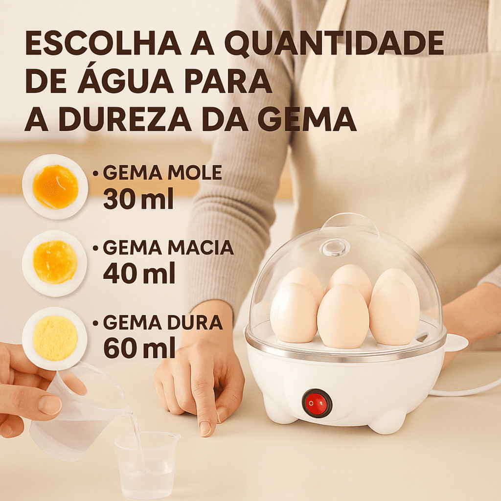 Cozedor De Ovos Máquina De Cozinhar 110 ou 220 Cores Diversas Cabe 7 Ovos