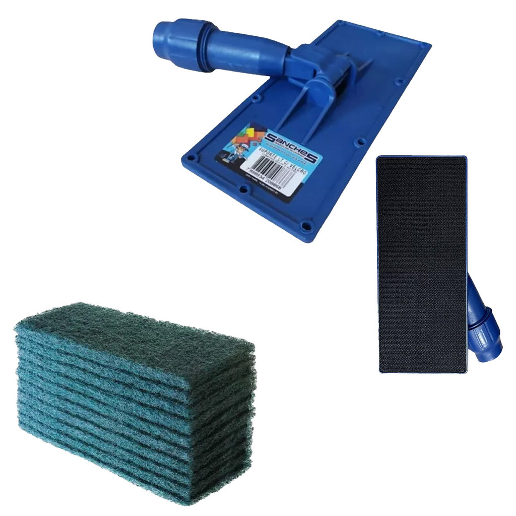 Kit 5 Esponja de Fibras Com Suporte Rodo Articulável Esfregão Giratório Com Velcro Multiuso em Oferta na Shopee