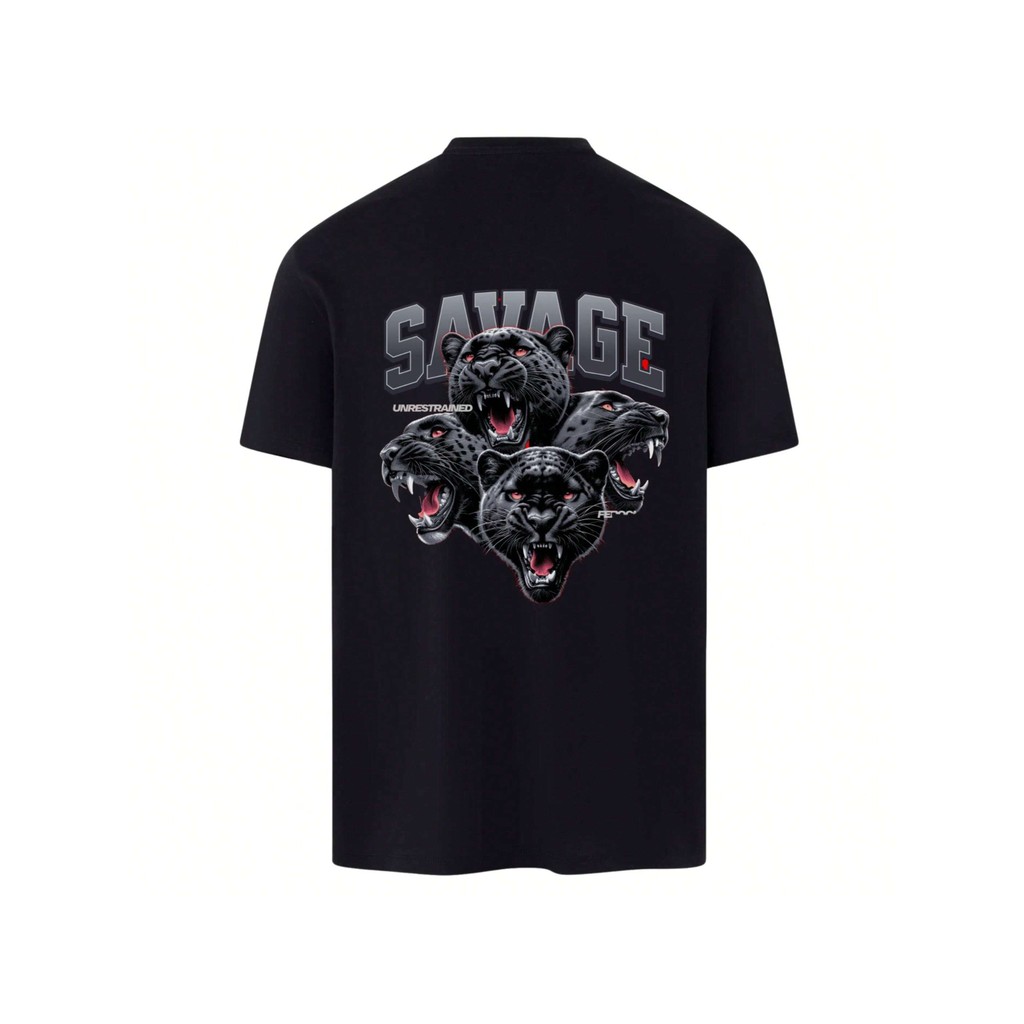 Camiseta Básica Preta Confortável Unissex Algodão Modelo: "Panteras Savage" - Lançamento Especial
