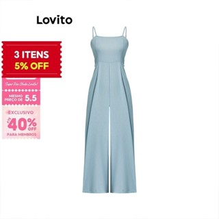 (Trendy) Lovito Macacão Casual Com Amarração Nas Costas, Macacão De Verão/Primavera Para Mulheres L100MD146 em Oferta na Shopee