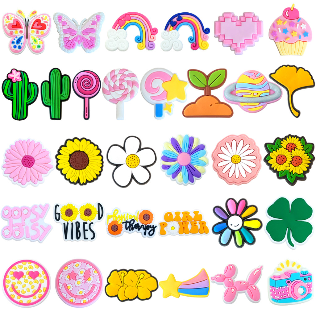 MEIDJ Encantos De Sapato Cactus Trevo Borboleta 32 Estilo De Decorações Acessórios De PVC Com Botão