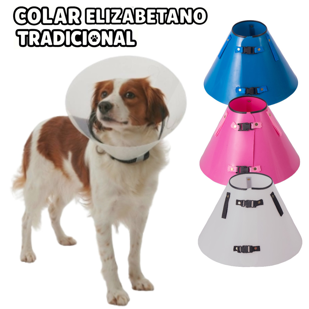 Colar Elizabetano Tradicional Cone Pós Cirúrgico para Cachorro e Gato Tamanho 01 a 12