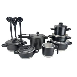 Kit 10 Peças Jogo de Panelas Conjunto com Panela de Pressão 4,5 litros Leiteira e Talhares Alumínio Extra Forte em Oferta na Shopee