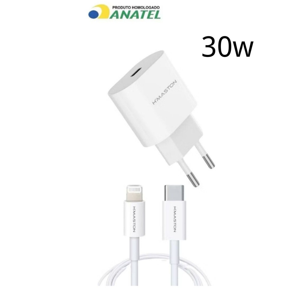 Carregador Turbo 30w Lightning IOS USB-C Fonte E Cabo para X XR SE 11 12 13 14 PRO MAX ENVIO RÁPIDO em Oferta na Shopee