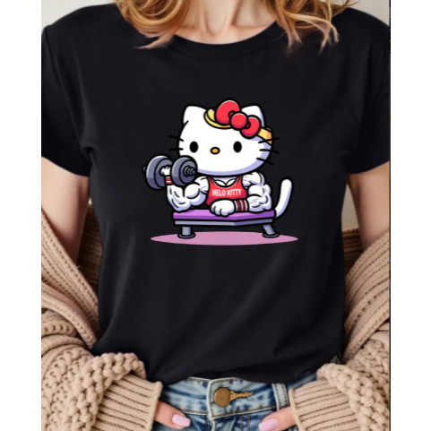 Camisa Camiseta Feminina Oversized Academia Treino T-shirt Blusinha Hello K  Lançamento