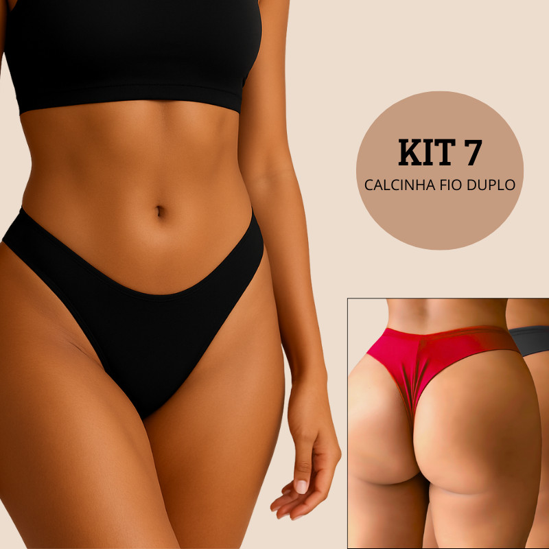 Kit 7 Calcinha Fio Duplo Levanta Bumbum Tanga Fio Dental Lingerie Sensual Não Marca