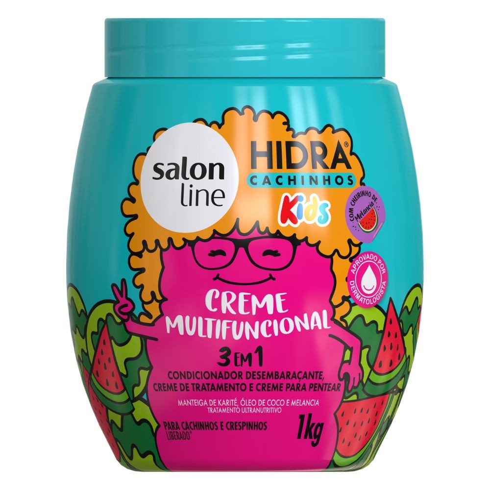 Creme Multifuncional 3 em 1 Salon Line Hidra Cachinhos Kids com Cheirinho de Melancia 1kg - Mom & Baby