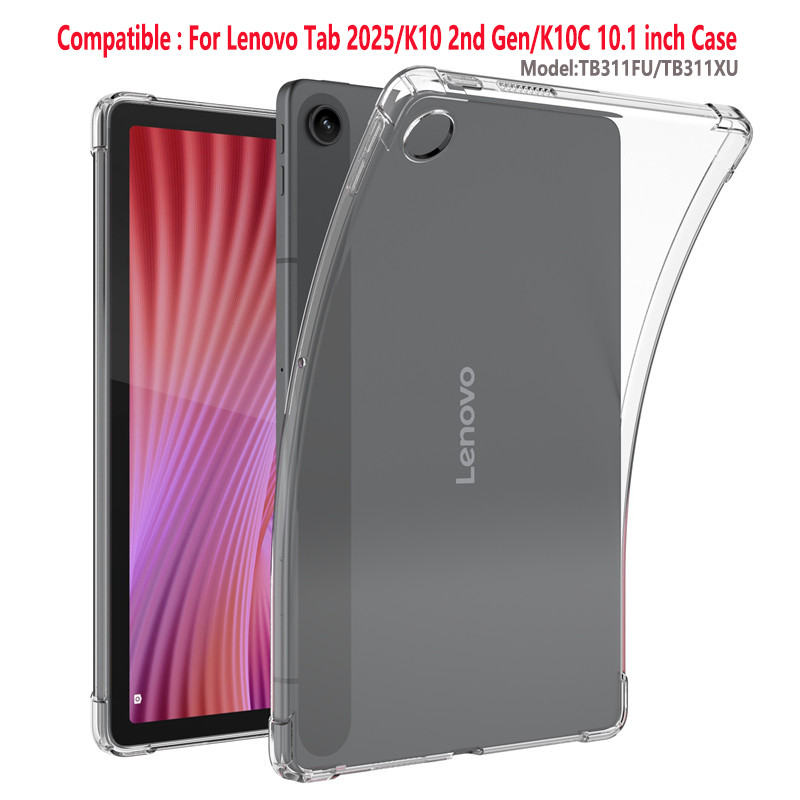Para Lenovo Tab 10.1 2025 Caso K10 Gen2 TB311FU TB311XU Silicone Macio TPU Transparente Airbags Capa K10 2nd K10C 10.1 P em Oferta na Shopee