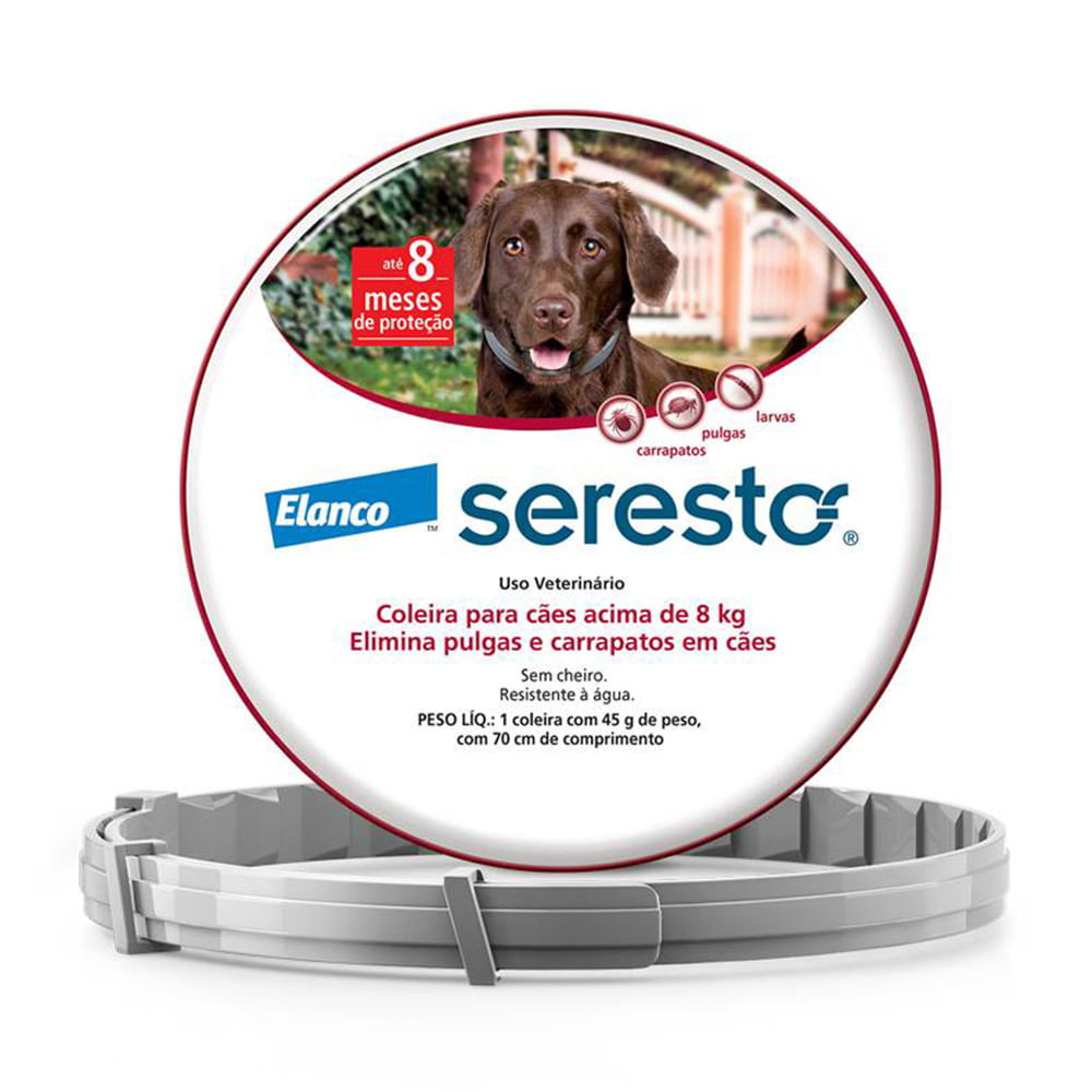 Coleira Antipulgas e Carrapatos Seresto para Cães Acima de 8kg - Pets