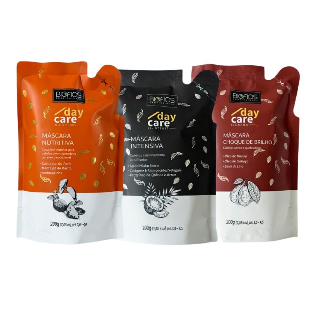 Kit Refil Cronograma Capilar Hidratação Reconstrução Nutrição Biofios Profissional 200g cada em Oferta na Shopee