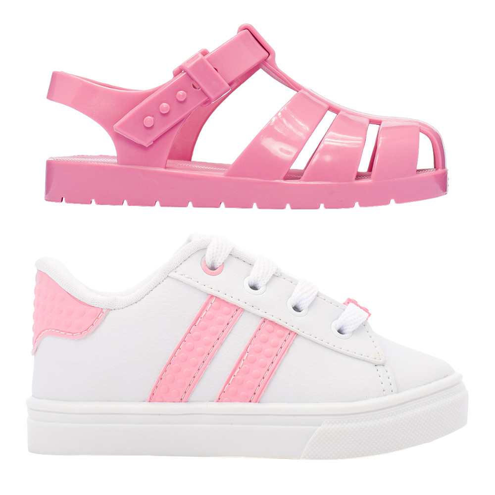 Combo Tenis Infantil mais Sandalia Menina Funfy Kids Blocks 015A em Oferta na Shopee