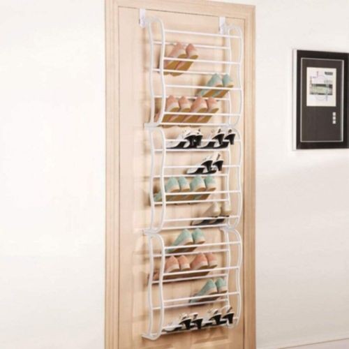 Sapateira Suporte Sapatos Vertical Parede Porta Branco Organizador 36 Pares Preto