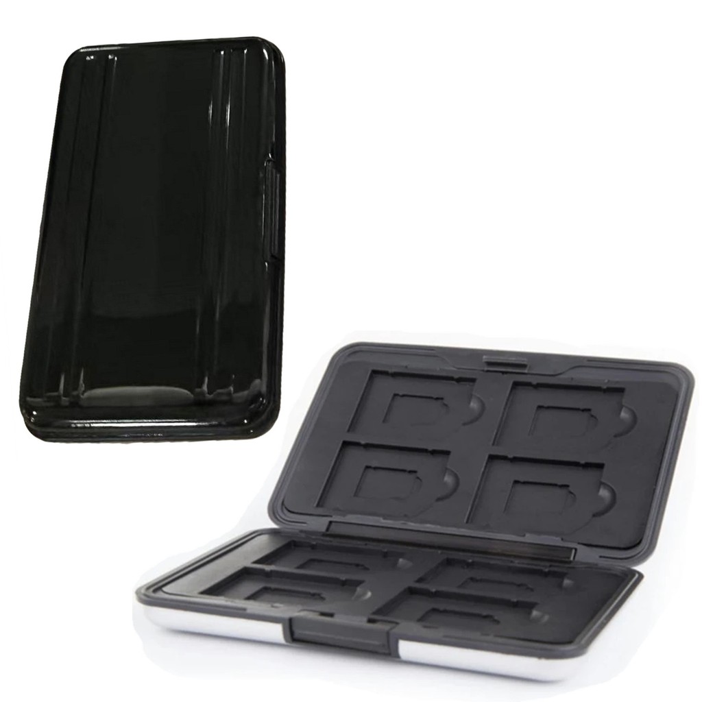 Case Estojo em Aluminio p/ Cartão de Memória Tamanho 8x MicroSD + 8x SD PRETO