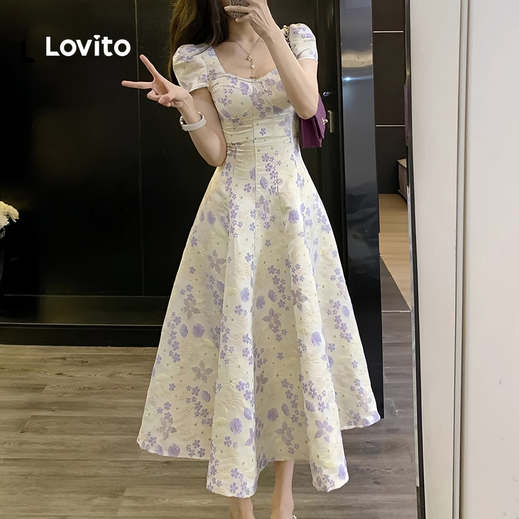 Lovito Vestido Elegante De Férias Com Zíper Toque Suave Ideal Para Primavera/verão L145LD065 em Oferta na Shopee