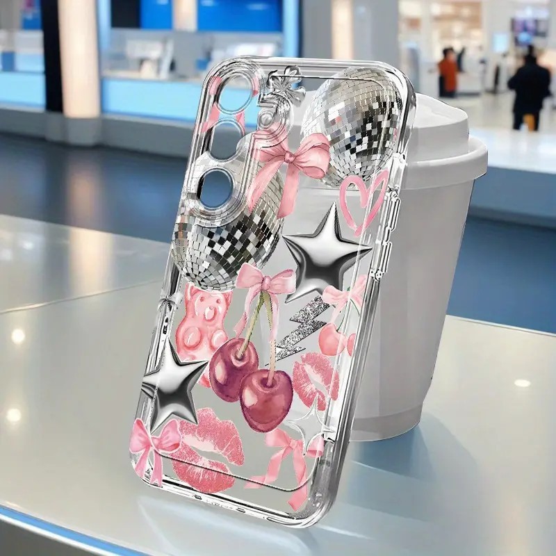 Capinha Capa transparente Anti-impacto Cereja Desenho para iPhone xr xs max 13 11 7/8 12 14 15 16 pro max plus case em Oferta na Shopee