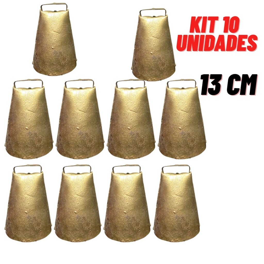 kit 10 Sino 13cm Cincerro Boi Vaca Chocalho para bezerro cabrito