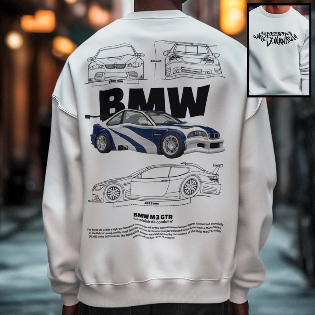 Moletom Bmw M3 GTR Carro Need For Speed MostWanted Blusa De Frio Gola Careca Algodão Premium