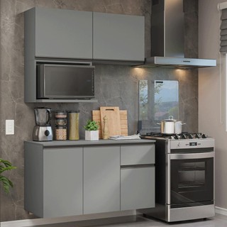 Armário de Cozinha Compacta 120 cm Suspensa Cinza Nice Madesa 06