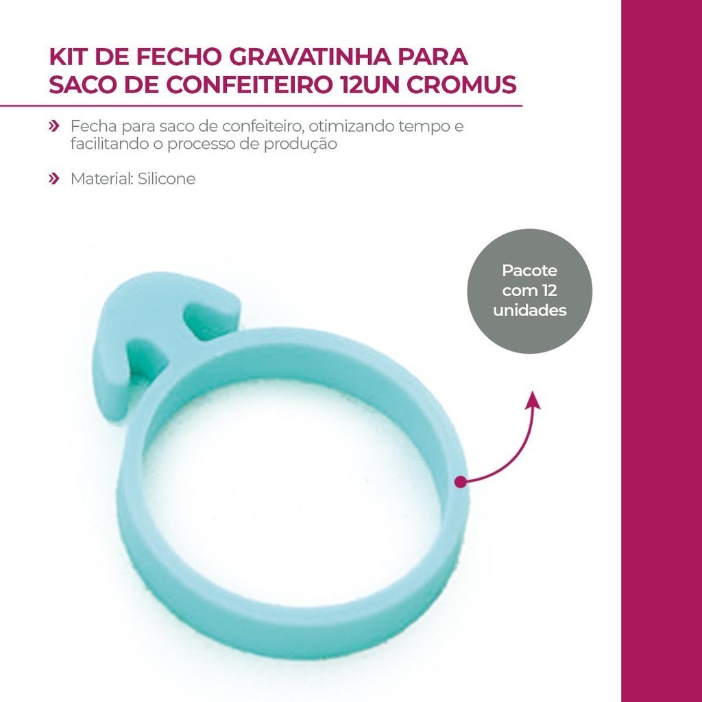 Detalhes do Gravatinha para Fechamento de Embalagens em Silicone Resistente 3,3x2,4x0,55cm