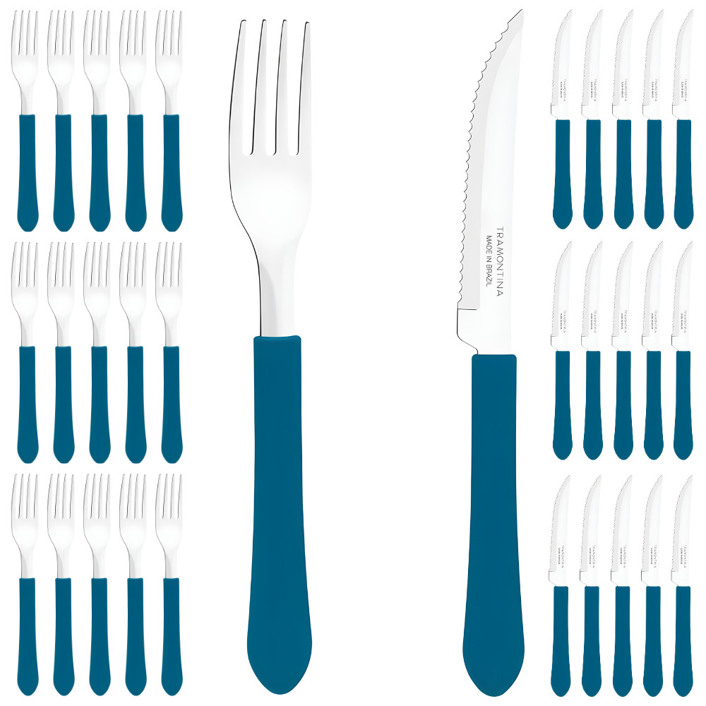 KIT RESTAURANTE 15 GARFOS + 15 FACAS LEME INOX TRAMONTINA
