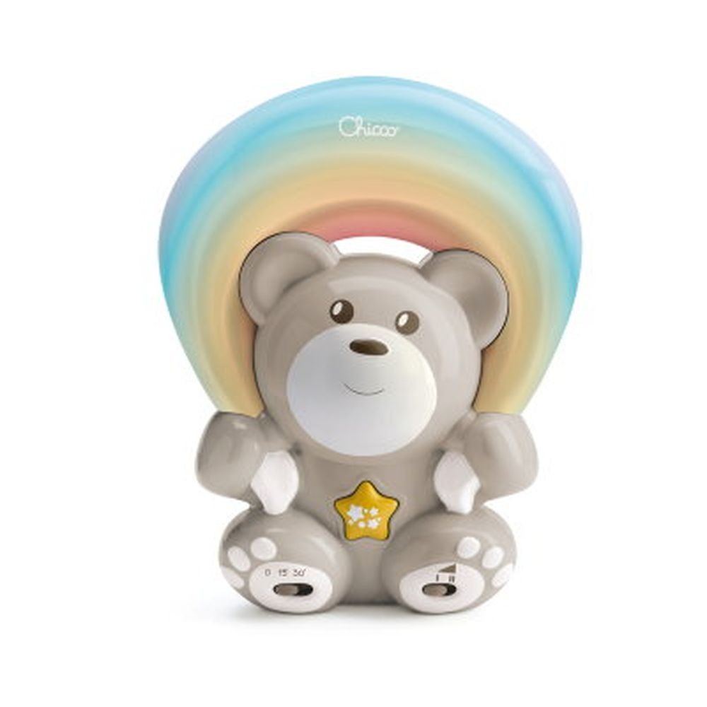 Projetor Infantil Arco Iris Chicco Luminaria Ursinho Rainbow Neutro com Musicas Bege em Oferta na Shopee