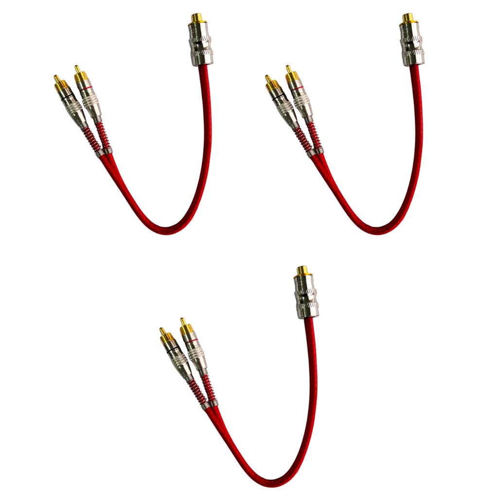 Cabo Y RCA Blindado 30 Cm Som automotivo metal 3 unidades
