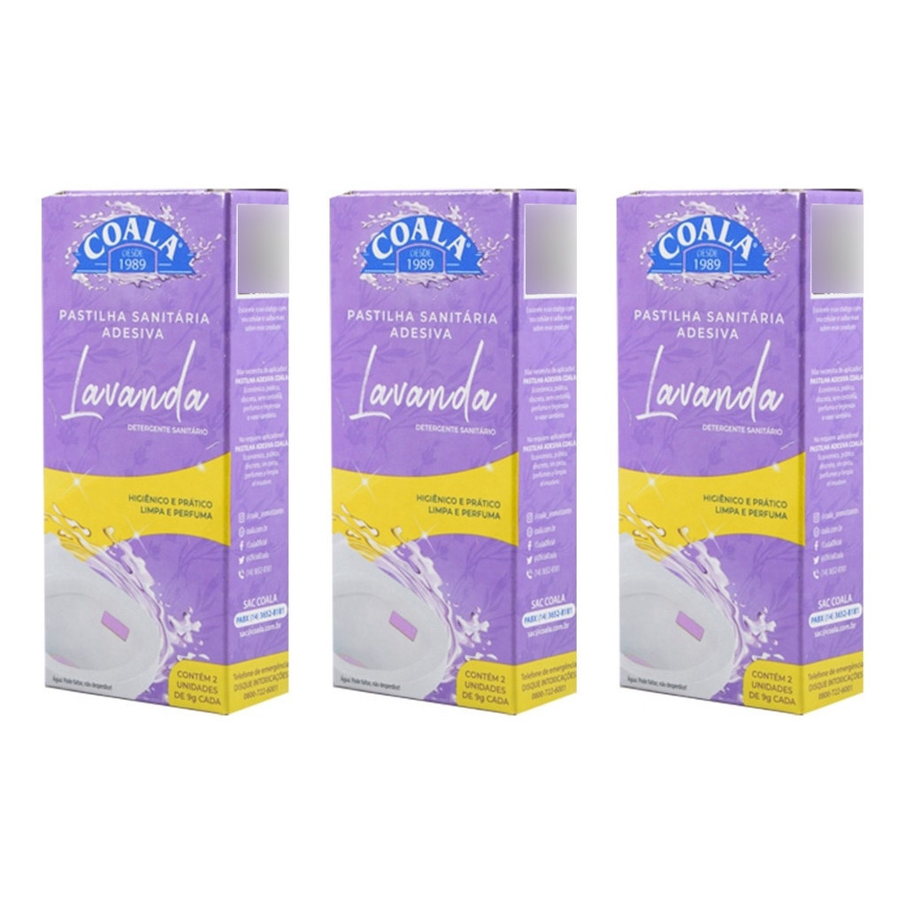 Kit 3 Coala Pastilha Sanitária Adesiva - Lavanda - CONTÉM 2 UNIDADES DE 9G CADA em Oferta na Shopee