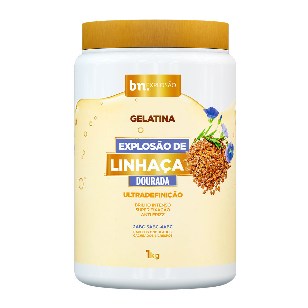 Gelatina Beleza Natural Explosão de Linhaça 1Kgbn.Cachos em Oferta na Shopee