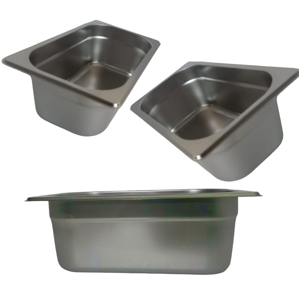 Kit 2 Cubas 1/4 100mm sem Tampa Gastronômica Gn de Aço Inox  Buffet Rechaud em Oferta na Shopee