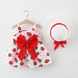 Lindo Vestido De Princesa Com Estampa De Morango Para Bebês Meninas – Roupa De Aniversário Perfeita Um Ano , Moda Elegan em Oferta na Shopee