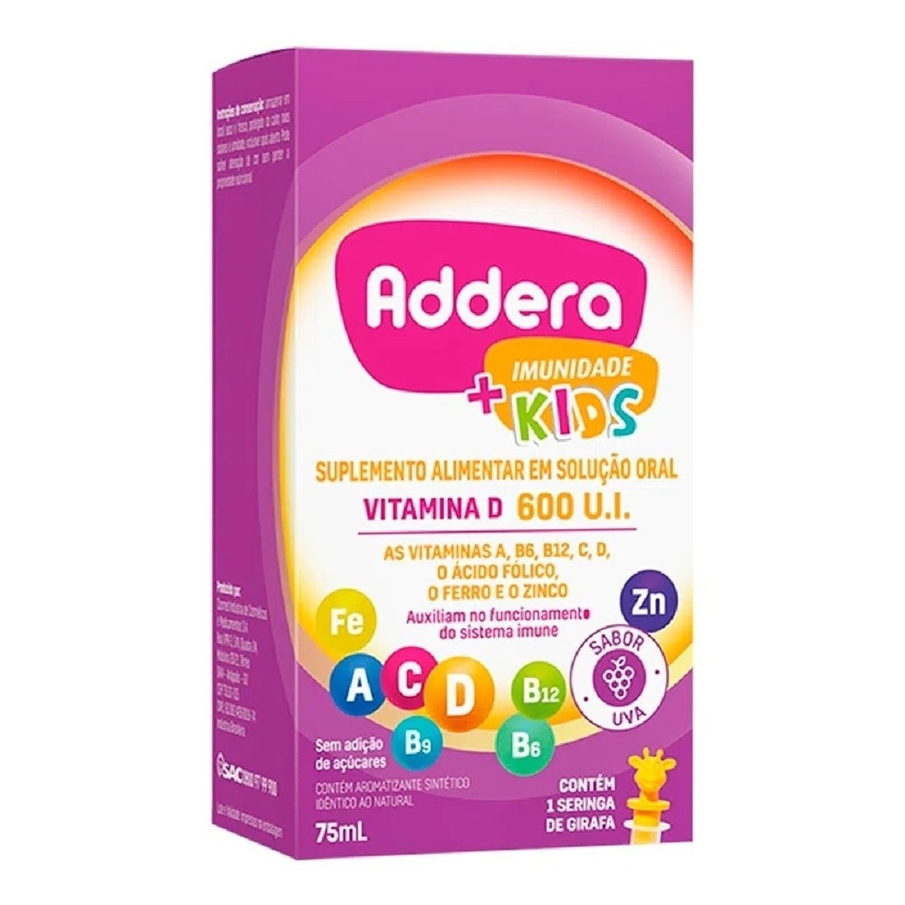 Addera +Imunidade Kids 600UI Sabor Uva 75ml em Oferta na Shopee