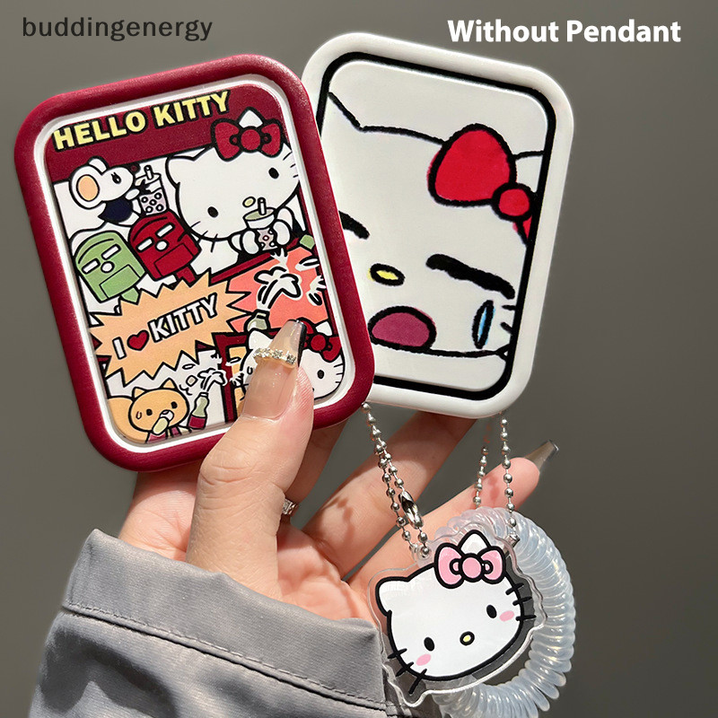 { BUDDI } Sanrio Cartoon Hello Kitty Mini Maquiagem Dobrável Espelho De Duas Faces Portátil Criativo Fofo Para Meninas buddingenergy