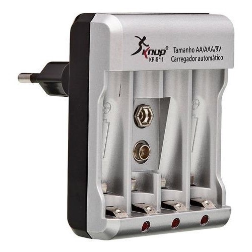 Carregador De Pilhas Kp-511 Pilhas Aa/aaa/9v - Knup