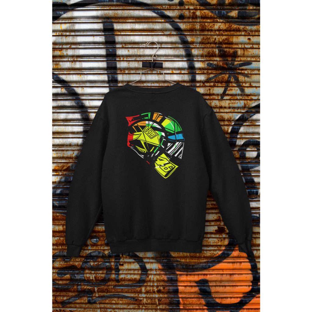 Moletom Gola redonda Unissex Preto Capacete Moto GP - Envio Imediato no dia da compra