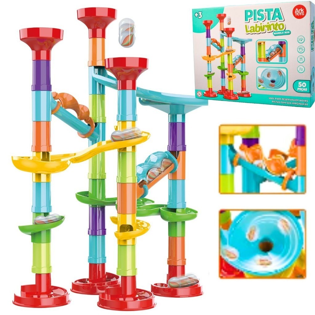 Pista Bolinha Gude Blocos Montar Labirinto c 50p Infância de Interação educativo Divertido Escorrega em Oferta na Shopee