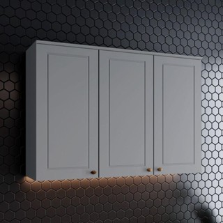 Armário Aéreo De Cozinha 120 Cm 3 Portas Americana Henn Cinza em Oferta na Shopee