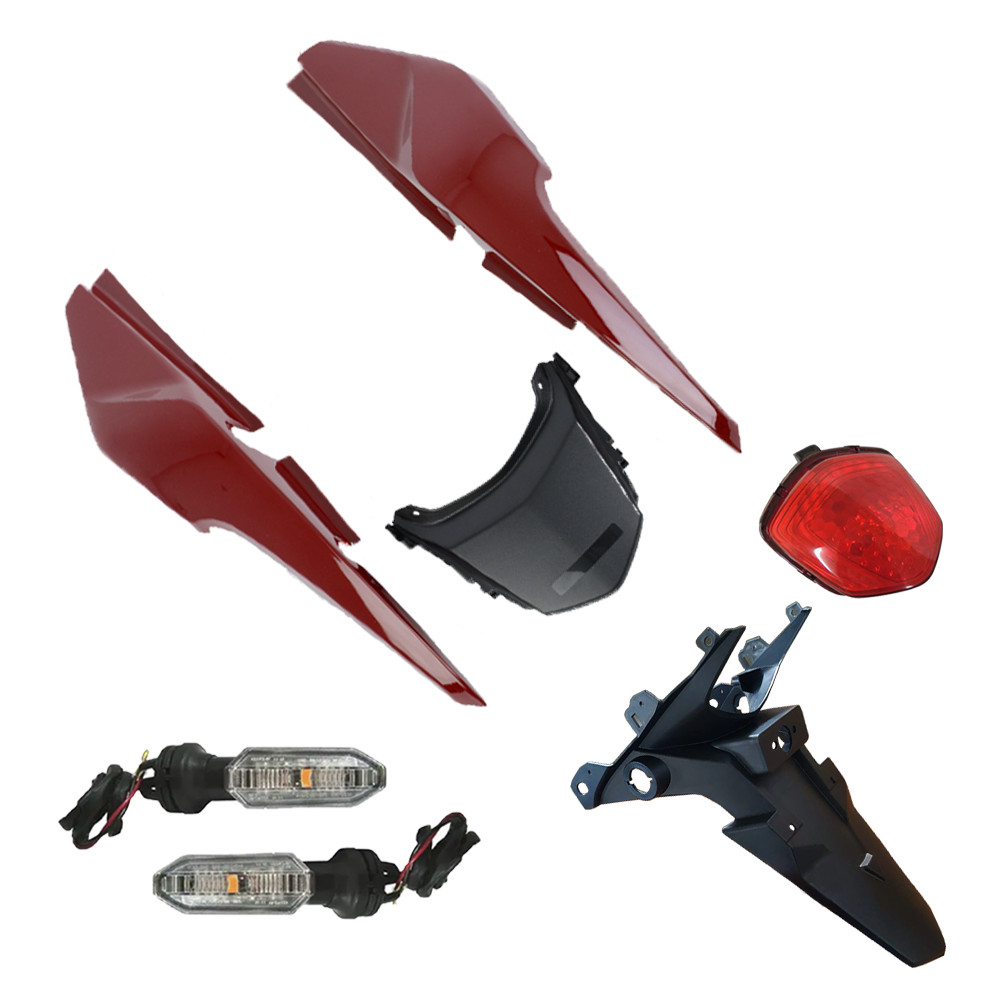 PARALAMA TRAS RABETA LANTERNA E PISCA LED FAN 160 17/18 VERMELHO