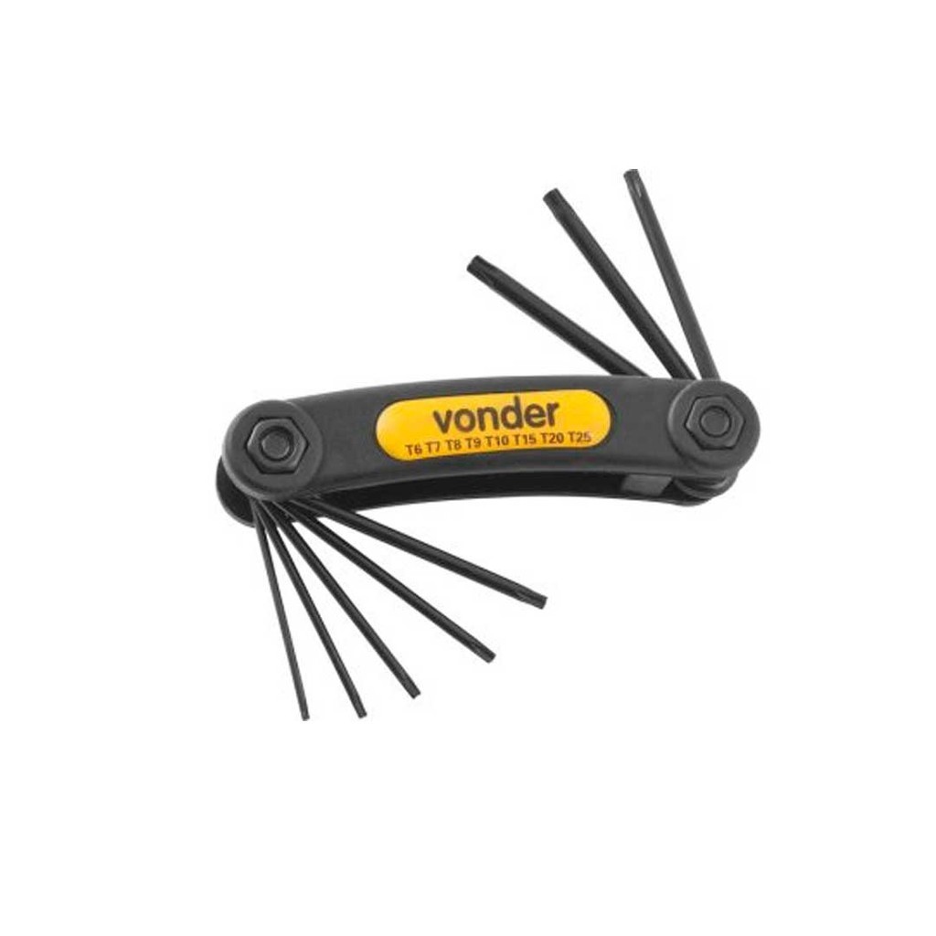 Jogo de Chave Torx Tipo Canivete T6 a T25 VTX6 com 8 Peças Vonder